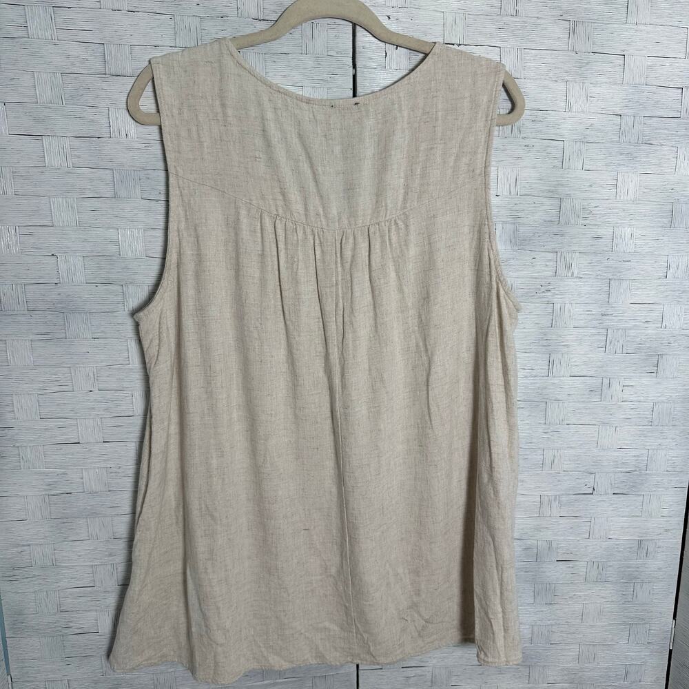 Calstyle women’s blouse linen sleeveless lace‎ coastal bohemian hippie plus size - Picture 2 of 8
